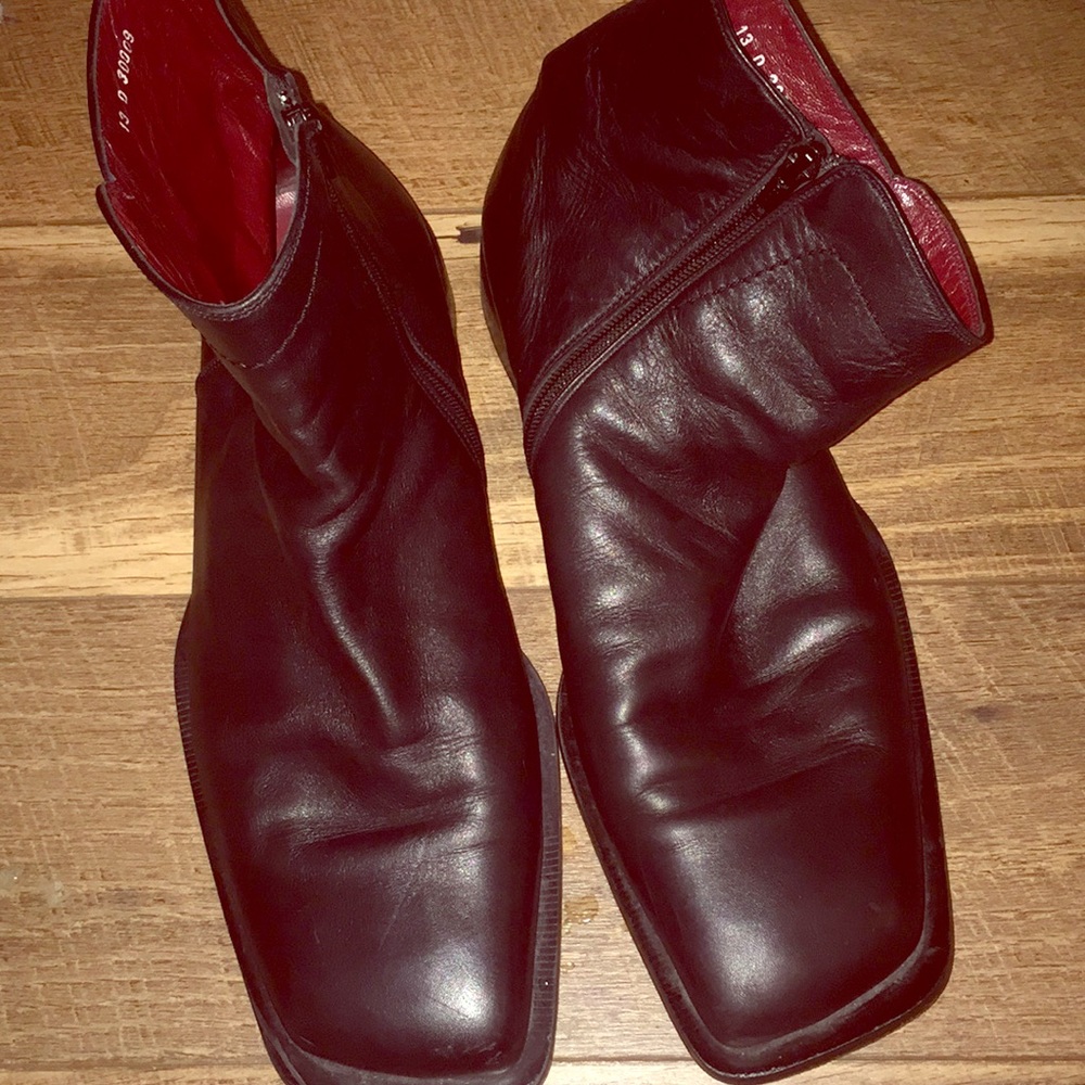Marco Delli size 13 Black Leather Square Toe Boots